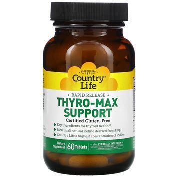 Поддержка Щитовидной Железы, Rapid Release Thyro-Max Support, Country Life, 60 таблеток,  Country Life фото
