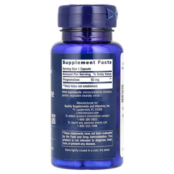 Прегненолон, 50 мг, Pregnenolone, Life Extension, 100 капсул,  Life Extension фото