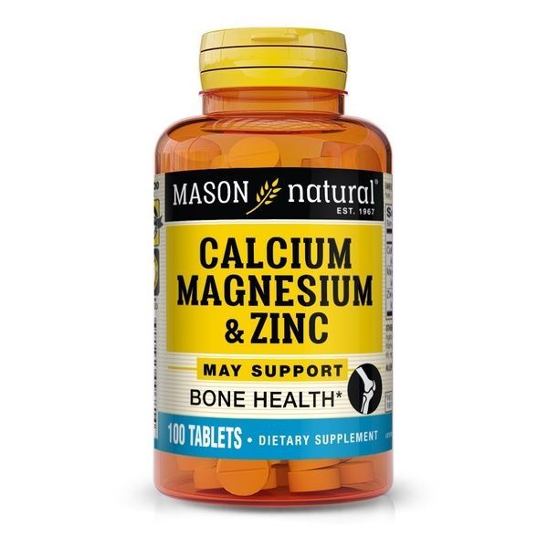 Кальций, магний и цинк, Calcium Magnesium & Zinc, Mason Natural, 100 таблеток,  Mason Natural фото