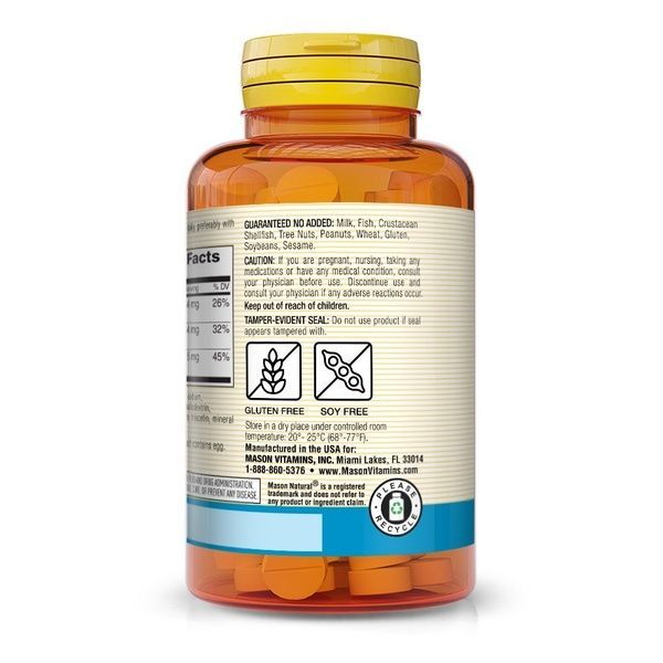 Кальций, магний и цинк, Calcium Magnesium & Zinc, Mason Natural, 100 таблеток,  Mason Natural фото