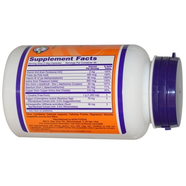 Підтримка Щитовидної Залози, Thyroid Energy, Now Foods, 90 вегетаріанських капсул,  Now Foods фото