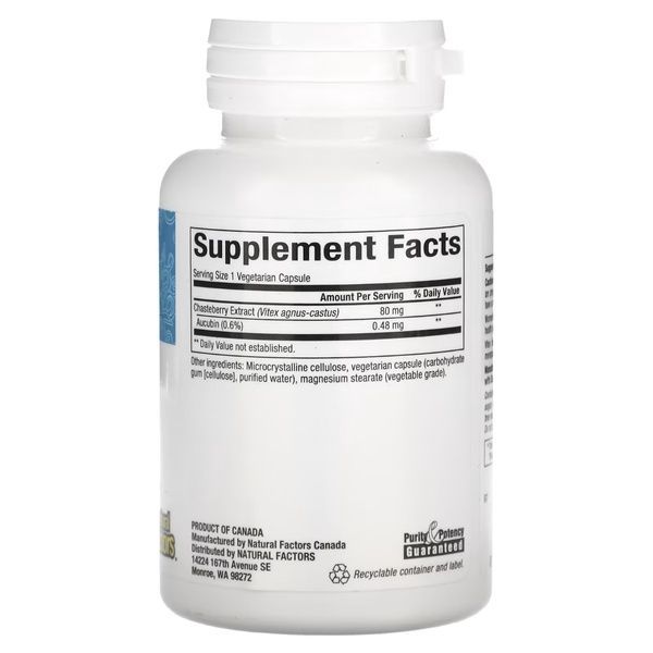 Экстракт витекса, WomenSense, Vitex Chasteberry Extract, Natural Factors, 90 вегетарианских капсул,  Natural Factors фото