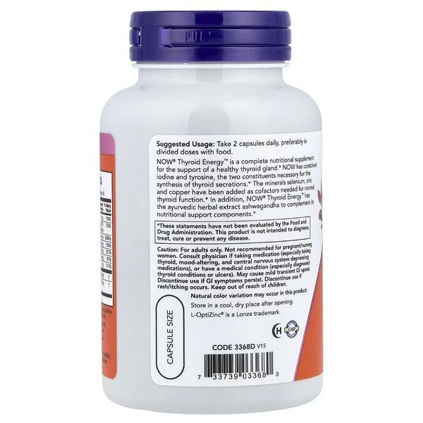 Підтримка Щитовидної Залози, Thyroid Energy, Now Foods, 90 вегетаріанських капсул,  Now Foods фото
