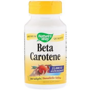 Бета Каротин (Вітамін А), Beta Carotene, Nature's Way, 25 000 МО, 100 гелевих капсул,  Nature's Way фото