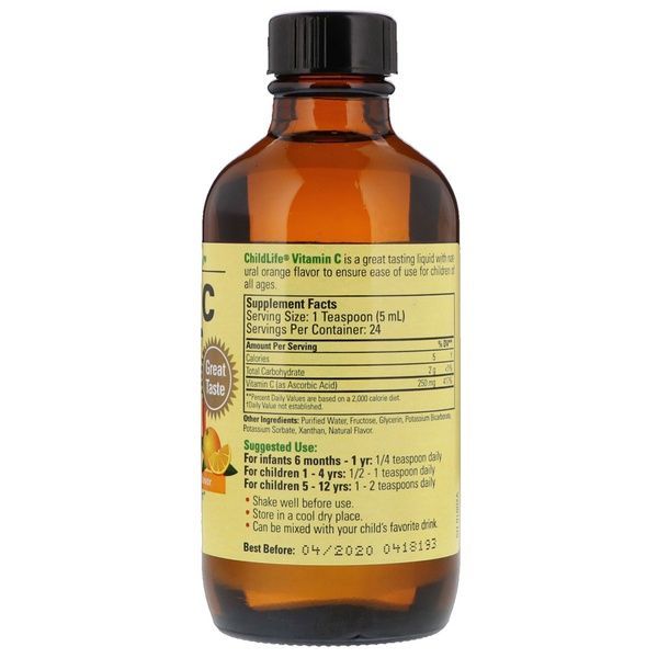 Жидкий Витамин С для Детей, Вкус Апельсина, Liquid Vitamin C, ChildLife, 118,5 мл,  ChildLife фото