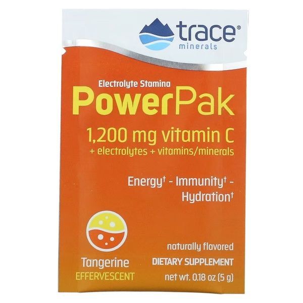 Электролиты, вкус мандарина, Electrolyte Stamina PowerPak, Trace, 30 пакетов,  Trace фото