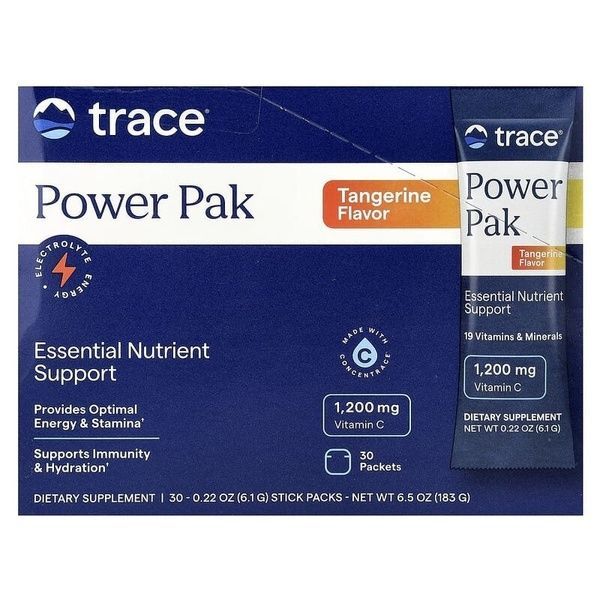 Электролиты, вкус мандарина, Electrolyte Stamina PowerPak, Trace, 30 пакетов,  Trace фото