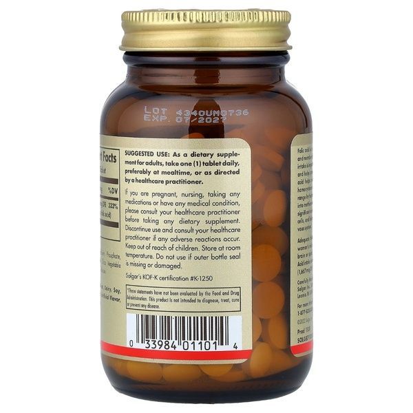 Фолат (В9) 800 мкг, Folic Acid, Solgar, 250 таблеток,  Solgar фото