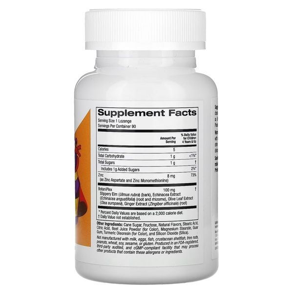 Цинк для детей, вкус мандарина, Zinc Plus Lozenge For Children, California Gold Nutrition, 90 леденцов,  California Gold Nutrition фото