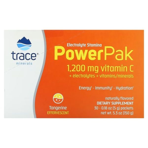 Электролиты, вкус мандарина, Electrolyte Stamina PowerPak, Trace, 30 пакетов,  Trace фото