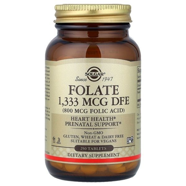 Фолат (В9) 800 мкг, Folic Acid, Solgar, 250 таблеток,  Solgar фото