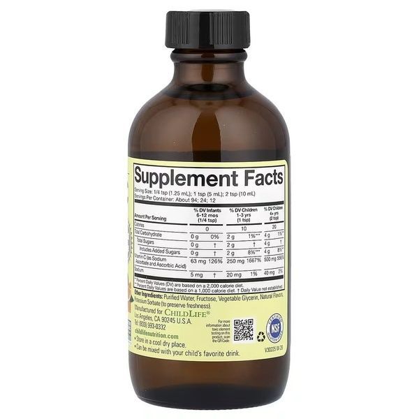 Жидкий Витамин С для Детей, Вкус Апельсина, Liquid Vitamin C, ChildLife, 118,5 мл,  ChildLife фото
