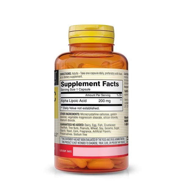 Альфа-ліпоєва кислота 200 мг, Alpha Lipoic Acid, Mason Natural, 60 капсул,  Mason Natural фото