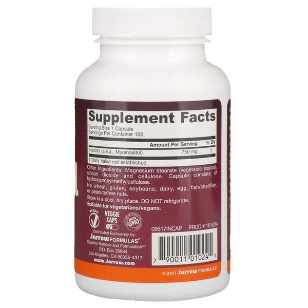 Инозитол, 750 мг, Inositol, Jarrow Formulas, 100 вегетарианских капсул,  Jarrow Formulas фото
