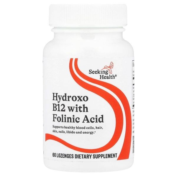 Витамин B12 и Фолиевая кислота, Hydroxo B12 With Folinic Acid, Seeking Health, 60 жевательных таблеток,  Seeking Health фото