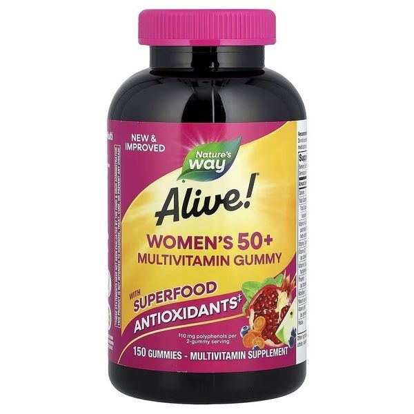 Мультивітаміни для жінок 50+, смак ягід, Alive! Women's 50+ Multivitamin Gummy, Nature's Way, 150 жувальних цукерок,  Nature's Way фото
