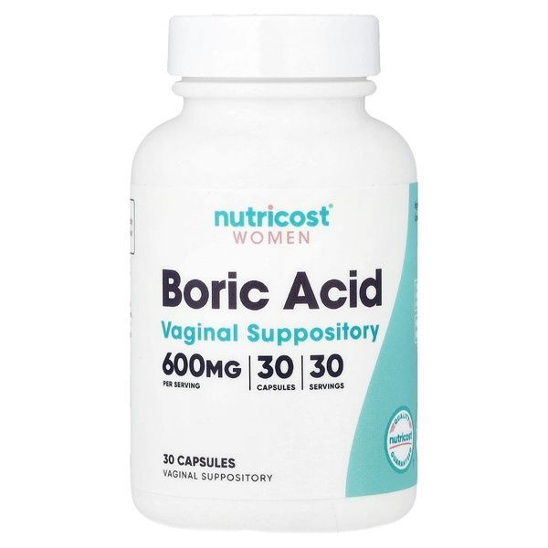 Борна кислота для жінок, 600 мг, Women, Boric Acid, Vaginal Suppository, Nutricost, 30 вагінальних капсул,  Nutricost фото