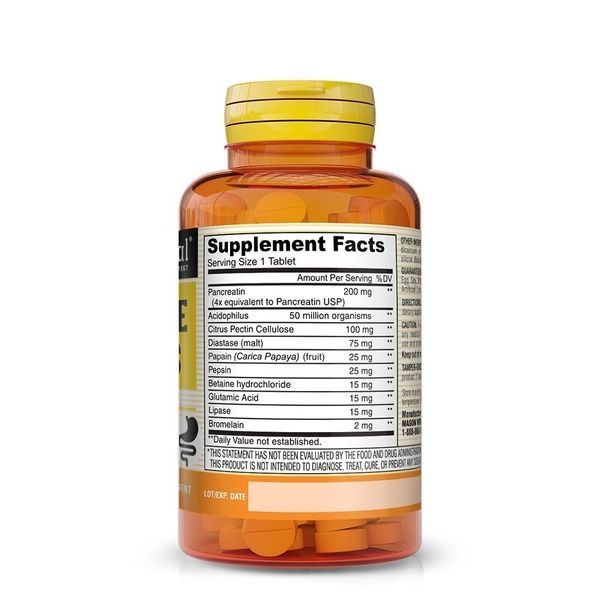 Пищеварительные ферменты, Digestive Enzymes, Mason Natural, 90 таблеток,  Mason Natural фото