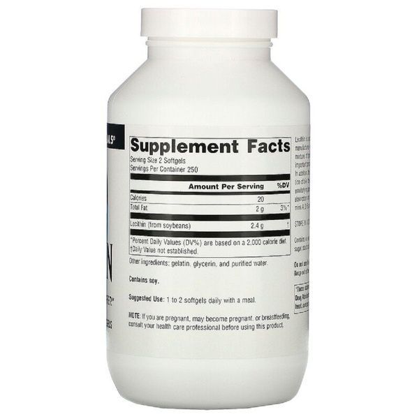 Лецитин, 1200мг, Lecithin, Source Naturals, 500 желатиновых капсул,  Source Naturals фото