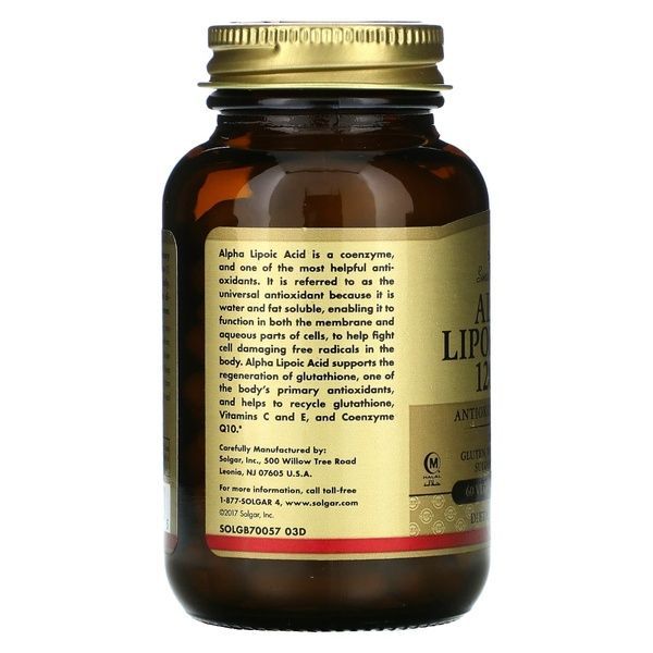 Альфа-Липоевая Кислота, 120 мг, Alpha Lipoic Acid, Solgar, 60 капсул,  Solgar фото