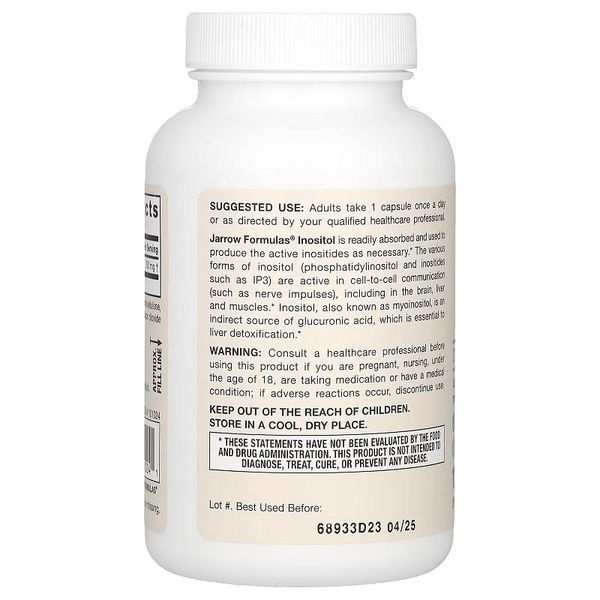 Инозитол, 750 мг, Inositol, Jarrow Formulas, 100 вегетарианских капсул,  Jarrow Formulas фото