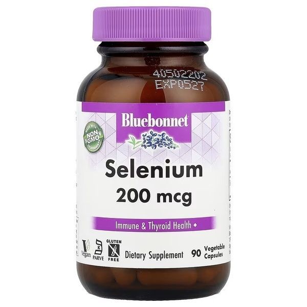 Селен 200мкг, Selenium, Bluebonnet Nutrition, 90 вегетаріанських капсул,  Bluebonnet Nutrition фото