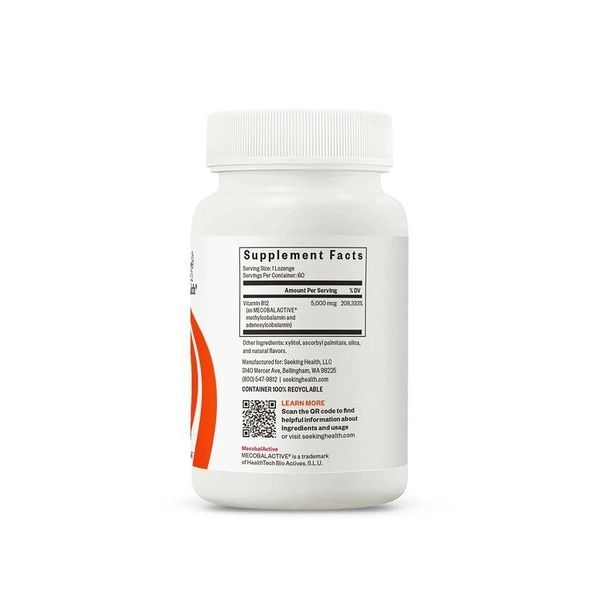 Витамин B12, 5000 мкг, Methyl B12 5000, Seeking Health, 60 жевательных таблеток,  Seeking Health фото
