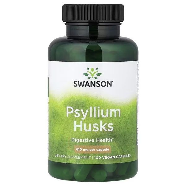 Шелуха семян подорожника, 610 мг, Psyllium Husks, Swanson, 100 веганских капсул,  Swanson фото