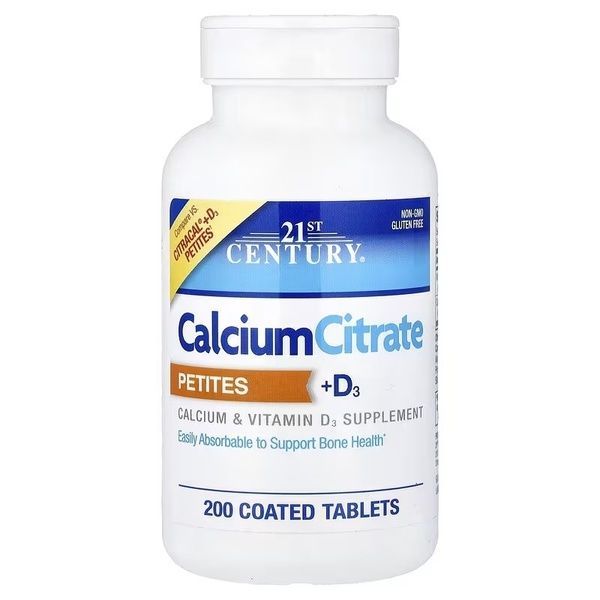 Кальций цитрат и витамин D3, Calcium Citrate Petites + D3, 21st Century, 200 таблеток в оболочке,  21st Century фото