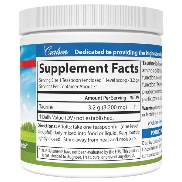 Таурин в порошке, Taurine, Amino Acid Powder, Carlson, 100 гр,  Carlson фото