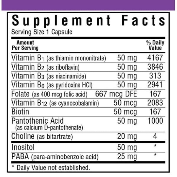 В-Комплекс 50, Bluebonnet Nutrition, 100 вегетарианских капсул,  Bluebonnet Nutrition фото