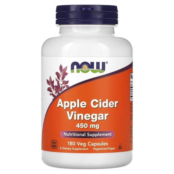 Яблучний оцет, 450 мг, Apple Cider Vinegar, Now Foods, 180 вегетаріанських капсул,  Now Foods фото