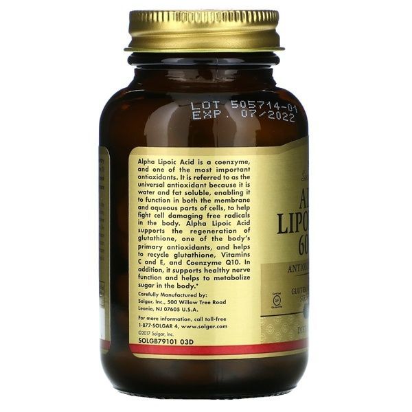 Альфа-Липоевая Кислота, 600 мг, Alpha Lipoic Acid, Solgar, 50 таблеток,  Solgar фото