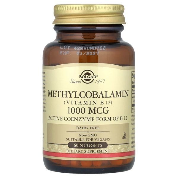 Витамин В12 (Метилкобаламин), 1000 мкг, Sublingual Vitamin B12, Solgar, 60 наггетсов,  Solgar фото