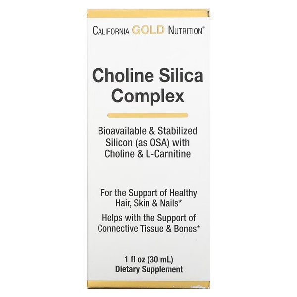 Комплекс холина и кремния для поддержки волос, кожи и ногтей, Choline Silica Complex, California Gold Nutrition, 30 мл,  California Gold Nutrition фото