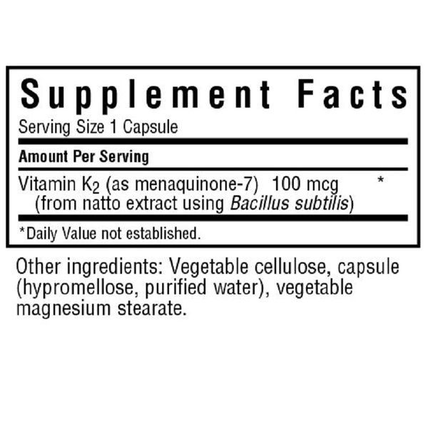 Вітамін K2 100 мкг, Vitamin K2, Bluebonnet Nutrition, 100 вегетаріанських капсул,  Bluebonnet Nutrition фото