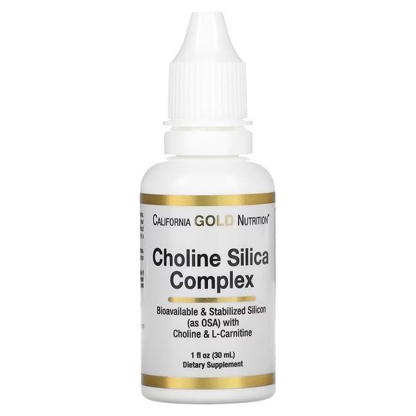 Комплекс холина и кремния для поддержки волос, кожи и ногтей, Choline Silica Complex, California Gold Nutrition, 30 мл,  California Gold Nutrition фото