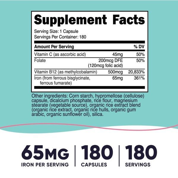Залізо для жінок, Women, Iron With Vitamin C, Folate & Vitamin B12, Nutricost, 180 капсул,  Nutricost фото