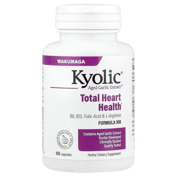 Екстракт часнику для здоров'я серця, Aged Garlic Extract, Formula 108, Kyolic, 100 капсул,  Kyolic фото