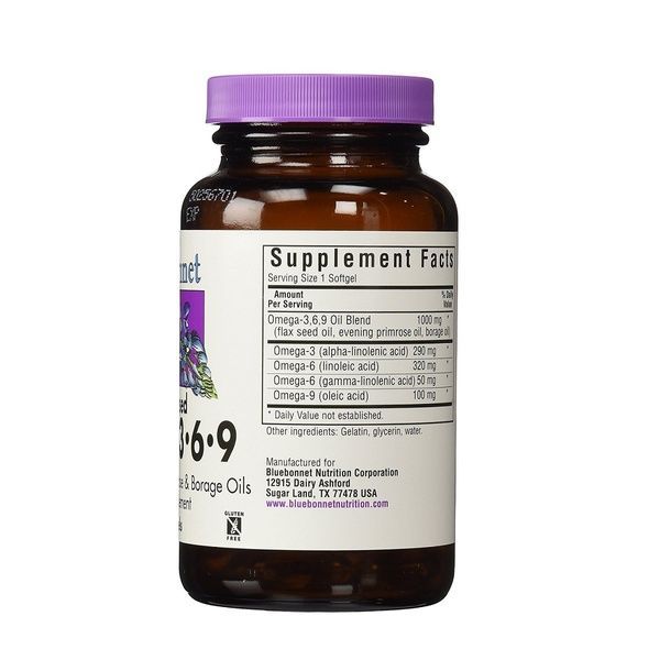 Омега 3-6-9 на Растительной Основе 1000мг, Bluebonnet Nutrition, 90 желатиновых капсул,  Bluebonnet Nutrition фото
