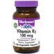 Вітамін K2 100 мкг, Vitamin K2, Bluebonnet Nutrition, 100 вегетаріанських капсул,  Bluebonnet Nutrition фото 1
