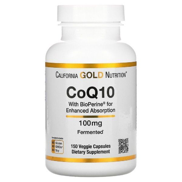 Коэнзим Q10 USP с Биоперином, 100 мг, CoQ10 USP with Bioperine, California Gold Nutrition, 150 вегетарианских капсул,  California Gold Nutrition фото