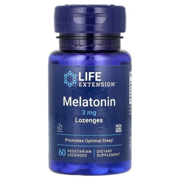 Мелатонин, Melatonin, Life Extension, 3 мг, 60 вегетарианских леденцов,  Life Extension фото