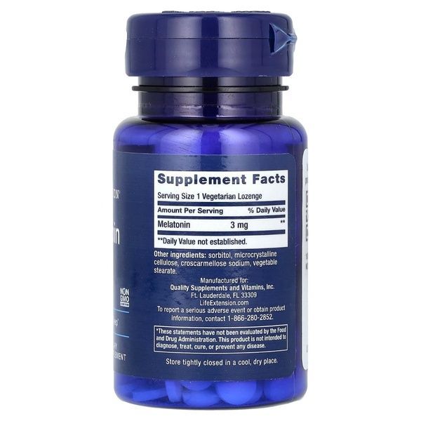 Мелатонин, Melatonin, Life Extension, 3 мг, 60 вегетарианских леденцов,  Life Extension фото