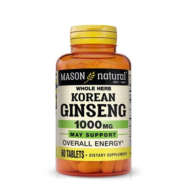 Женьшень Корейский, 1000 мг, Korean Ginseng, Mason Natural, 60 таблеток,  Mason Natural фото