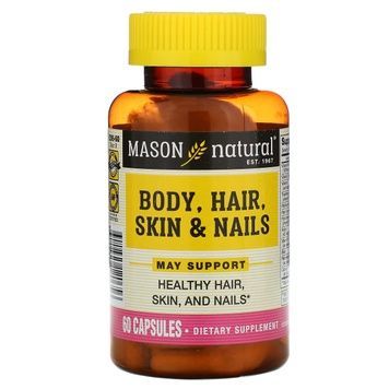 Формула для тела, волос, кожи и ногтей, Body, Hair, Skin & Nails, Mason Natural, 60 капсул,  Mason Natural фото