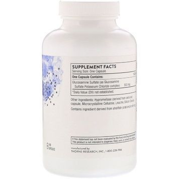Глюкозамін Сульфат, Glucosamine Sulfate, Thorne, 180 рослинних капсул,  Thorne фото