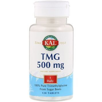 Триметилгліцин, TMG (ТМГ), 500 мг, KAL, 500 mg, 120 таблеток,  KAL фото