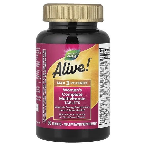 Мультивитамины для женщин, Alive! Max3 Potency, Women's Complete Multivitamin, Nature's Way, 90 таблеток,  Nature's Way фото