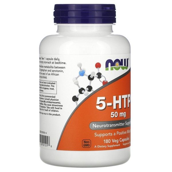5-HTP (Гидрокситриптофан), 50 мг, Now Foods, 180 вегетарианских капсул,  Now Foods фото